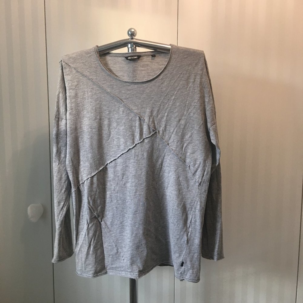 ONLY & SONS gray soft criss-cross long sleeve top Size L